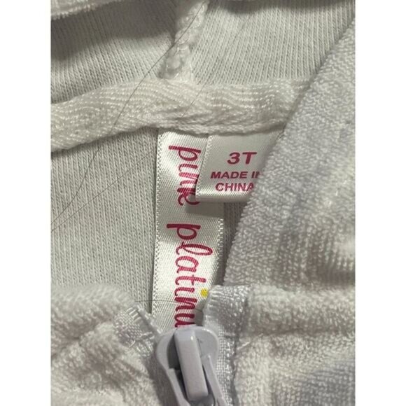 Pink Platinum Swim Cover Girls Size 3T White Terry Hooded Short - Picture 4 of 8